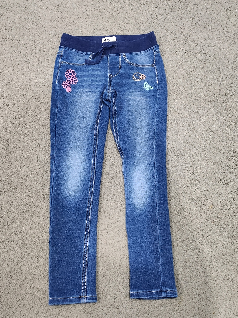 Girls Embroidered Jeggings